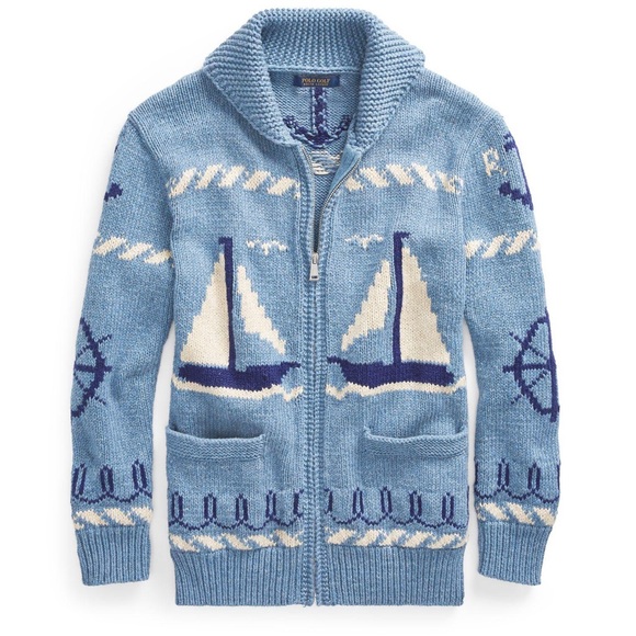 COPY - Polo Ralph Lauren Cotton Sailboat Shawl Sweater - Unisex - Picture 7 of 7